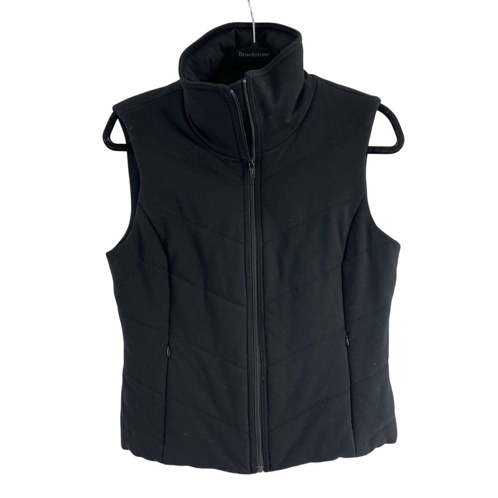 Coldwater Creek Poly Filled Black Full Zip Vest Women's XS (4-6) Seamed Layer